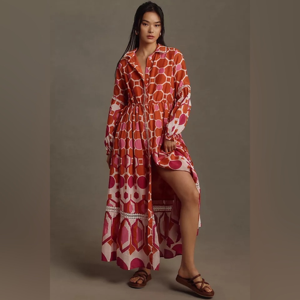 ISO..in search of..not selling!! Anthropologie Eleanora printed maxi shirt dress